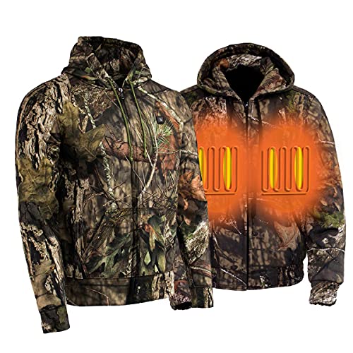Nexgen Heat NXM1776SET Men’s Heated Zipper Camouflaged Hoodie, Warming Camo Hoodie for Hunting w/ Battery – XX-Large
