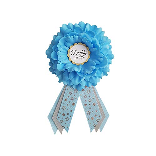 Daddy To Be Pin | Blue Dad To Be Button | Baby Shower Ribbon | Baby Sprinkle Pin | Father To Be Keepsake Gift | Made In USA | 7 Inches Long 4.5 Inches Wide