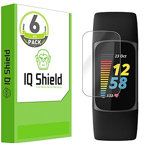 IQShield Screen Protector Compatible with Fitbit Charge 5 (6-Pack) Anti-Bubble Clear Film
