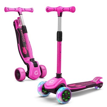Gonex 3 Wheel Scooter for Toddler and Kids Ages 3-8, Kick Scooter for Girls Boys with Foldable Design Adjustable Height and Extra Wide Light up Wheel, Pink | The Storepaperoomates Retail Market - Fast Affordable Shopping