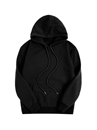 Floerns Women’s Letter Graphic Print Long Sleeve Drawstring Hoodie Sweatshirt A Black M | The Storepaperoomates Retail Market - Fast Affordable Shopping