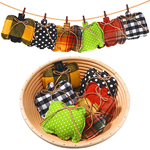 Thanksgiving Pumpkin Hanging Ornament DIY Pumpkin Fabric Buffalo Plaid Polka Dot Pumpkin Decor for Halloween Autumn Wedding Harvest Party Thanksgiving Fall Home Decor(Chic Style,12 Pieces) | The Storepaperoomates Retail Market - Fast Affordable Shopping