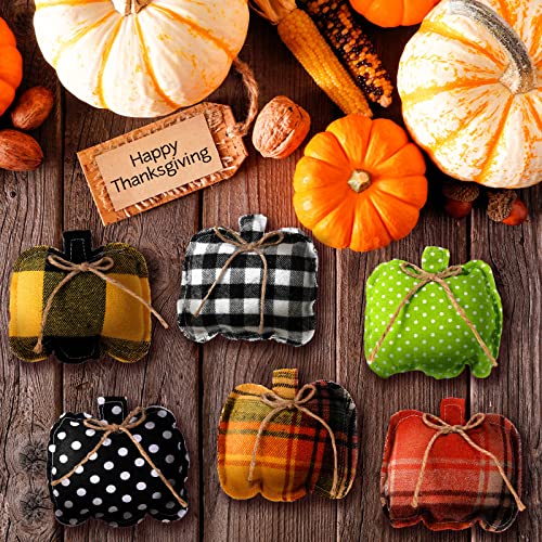 Thanksgiving Pumpkin Hanging Ornament DIY Pumpkin Fabric Buffalo Plaid Polka Dot Pumpkin Decor for Halloween Autumn Wedding Harvest Party Thanksgiving Fall Home Decor(Chic Style,12 Pieces) | The Storepaperoomates Retail Market - Fast Affordable Shopping