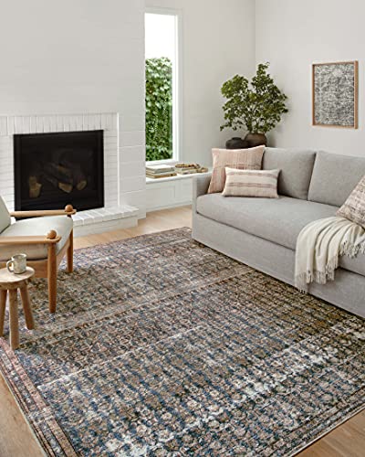 Amber Lewis x Loloi Billie Collection BIL-02 Ocean / Brick, Traditional 2′-3″ x 3′-9″ Accent Rug