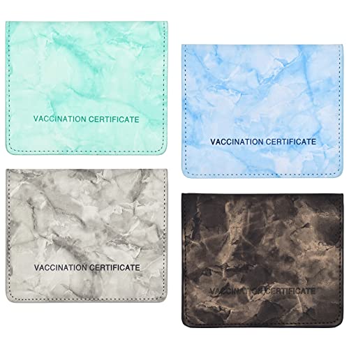 4 Pack 4 x 3” Vaccination Card Protector Holder Cover, Wildox PU Leather CDC Vaccine Card Protector , Vaccine Card Holder for Business Travel