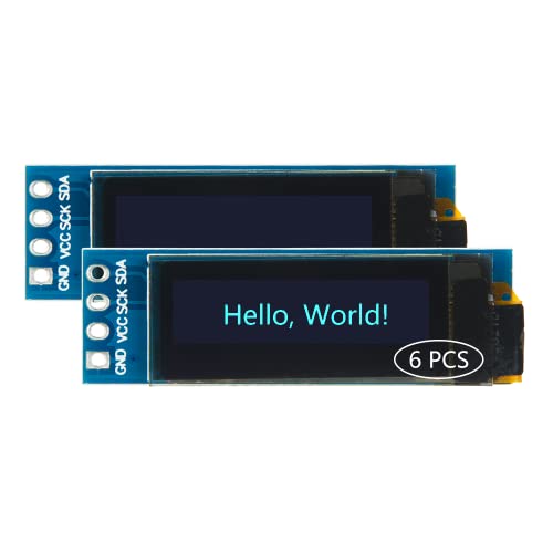 Sinkr 0.91 Inch I2C IIC OLED Display Module with SSD1306 Driver for Arduino,STM32, RaspberryPi and Other MCUs,etc (Blue 6PCS)