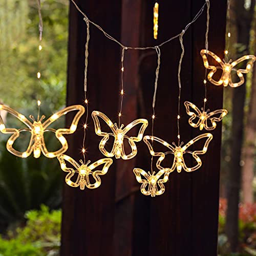 2.8 Meters Led Butterfly String Light Christmas Curtain Outdoor Holiday New Year Wedding Party Courtyard Layout Solar Lamp Home Decoration Garden Atmosphere Lighting