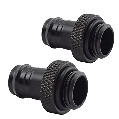 MARRTEUM G1/4″ to 3/8″ Barb Fittings Soft Tubing Barb Extender Connector for Computer Water Cooling System, Black, 2 Pack