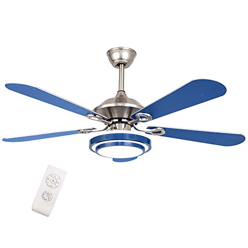 Large Ceiling Fans with Lights and Remote, 52 Modern Blue Fandelier Chandelier Fan Light Kit with 5 Reversible Metal Blades, LED 3 Color Change, Industrial Indoor Smart Fan for Farmhouse Dining Room | The Storepaperoomates Retail Market - Fast Affordable Shopping