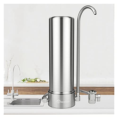 Man-hj Distilled Water Countertop Filtration System for Filtering Drinking Water Ceramic Activated Carbon 304 Stainless Steel Shell for Sink