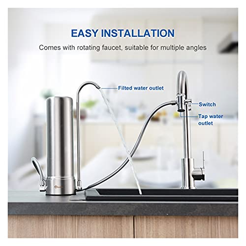 Man-hj Distilled Water Countertop Filtration System for Filtering Drinking Water Ceramic Activated Carbon 304 Stainless Steel Shell for Sink | The Storepaperoomates Retail Market - Fast Affordable Shopping