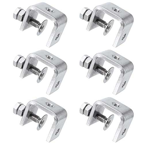 JOIKIT 6 Pack Stainless Steel C-Clamp Tiger Clamp, Heavy Duty G-Clamp with 1.18 Inch Wide Jaw Openings, Silver