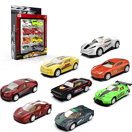 8 PCS Pull Back Cars Toys Set, Friction Mini Toy Cars Set, Party Favors for Toddler, Fun Bulk Race Car Set for Kid Ages 3 4 5 6 Years Old and Party Gifts for Kids Birthday, New Year’s Eve