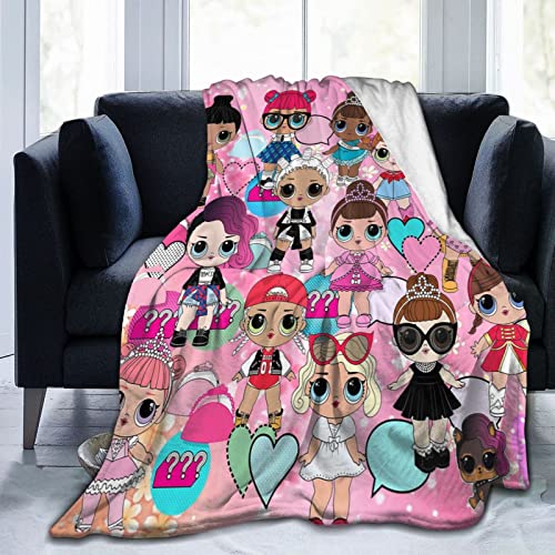 Throw Blanket Super Soft Warm Fleece Lightweight Anime Cartoon Blanket Cozy Plush Flannel Bedding ​Blanket for Kids Girls Bedroom Couch Sofa L1（50″X40″）