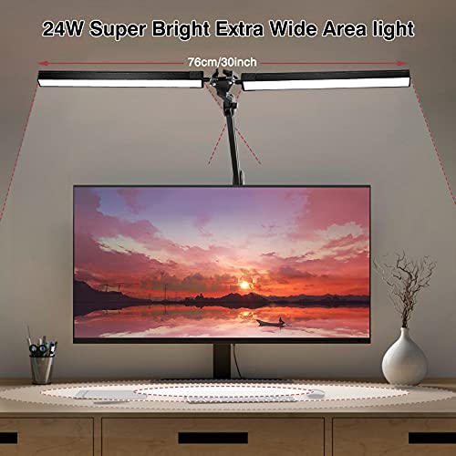 NOEVSBIG LED Desk Lamp, 24W Brightest Double Head Architect Desk Lamps for Home Office, 30-inch Wide Desk Light with Flexible Swing Arm,3 Color Modes 10 Brightness Levels for Workbench Reading 1300LM | The Storepaperoomates Retail Market - Fast Affordable Shopping