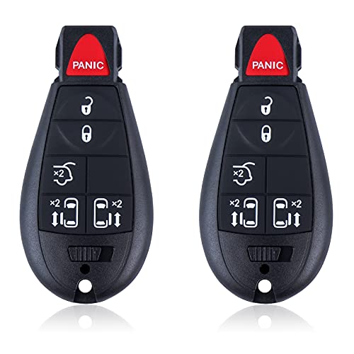 Car Key Fob Keyless Entry Remote fits Chrysler Town and Country 2008-2015 / Dodge Grand Caravan 2008-2014 Replacement for P/N: M3N5WY783X (5+1 Buttons) Pack of 2