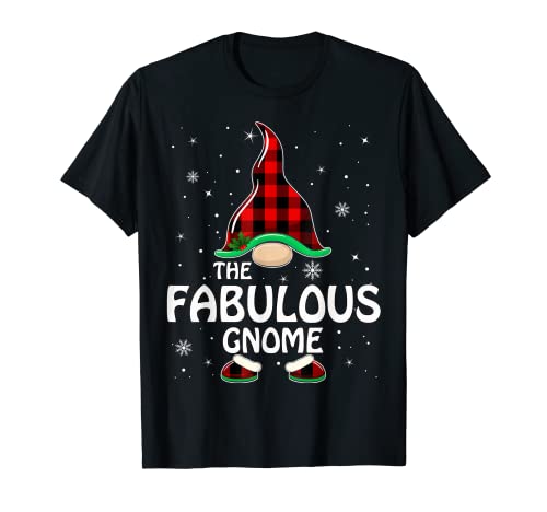 Fabulous Gnome Buffalo Plaid Matching Family Christmas T-Shirt