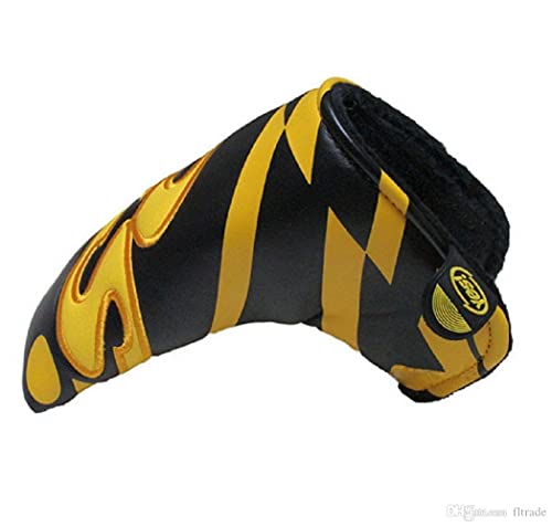 DBYAN Golf Club Blade Putter Cover Headcover with PU Leather Velcro Closure,Yes Printed Patterned for Blades Putters Scotty Cameron Ping Ansor,Black & Yellow