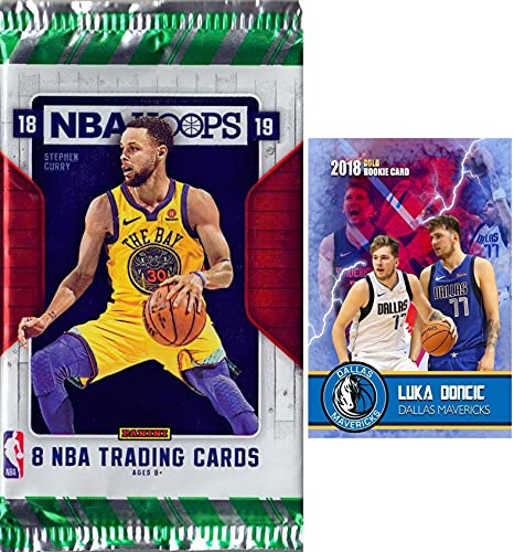 2018-19 Panini NBA HOOPS Winter Holiday Parallel Factory Sealed Basketball Card PACK w/8 Cards – Look for Rookie Cards of LUKA DONCIC and TRAE YOUNG (Includes Custom LUKA Card Pictured)