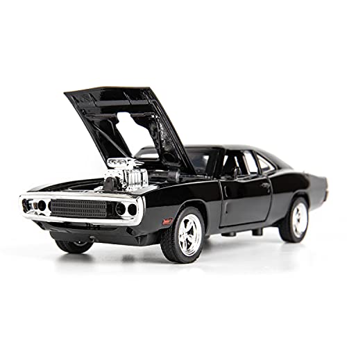 BDTCTK Compatible for 1:32 Dodge Charger Model Car, Zinc Alloy Pull Back Toy Car with Sound and Light for Kids Boy Girl Black