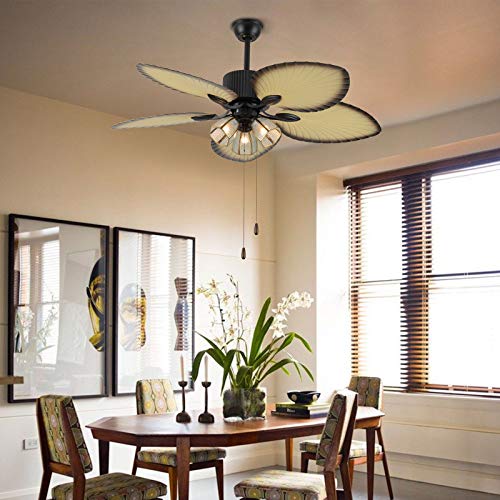 ZHFEISY 52″ Tropical Ceiling Fan with Light Remote Control, 5 Palm Leaf Reversible Blades Ceiling Fans for Living Room Kitchen Bedroom | The Storepaperoomates Retail Market - Fast Affordable Shopping