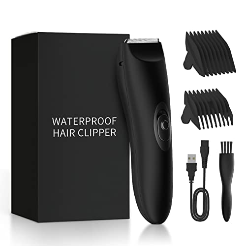 Founouly All in One Electric Groin Hair Trimmer for Men Waterproof Wet and Dry Uses Replaceable Ceramic Blade Heads USB Rechargeable Body Safety Clipper, MAP068, Black