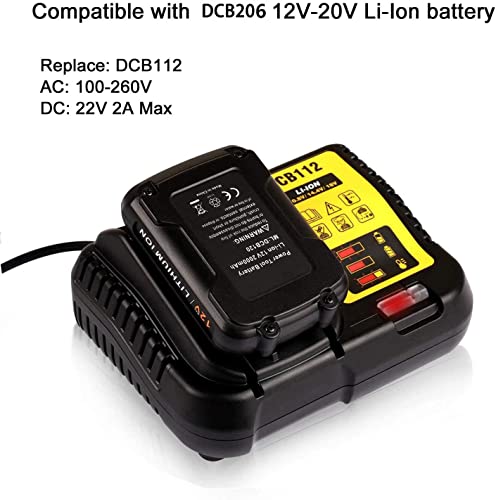 2Pack 20V 3.0Ah DCB206 Battery and DCB112 12V/20V Charger Replacement for Dewalt 20V Battery DCB207 DCB204 DCB201 DCB206 DCB180 DCD985B DCB200 DCD/DCF/DCG Series | The Storepaperoomates Retail Market - Fast Affordable Shopping