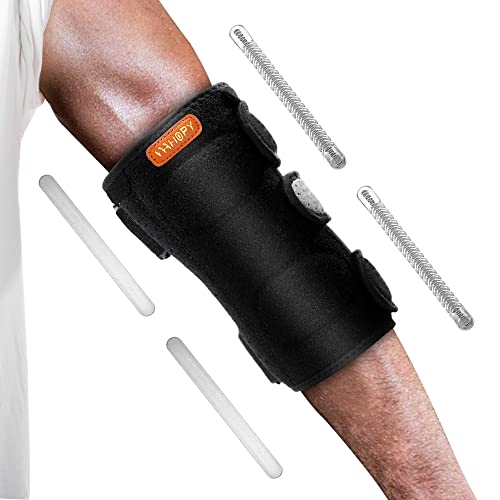Wahopy Elbow Compression Brace, Removable Splint and Stable Support Strap for Tennis Elbow, Golf Elbow, Tendonitis, Ulnar Nerve, Cubital Tunnel Syndrome Pain, for Men and Women, Sleeping and Daily Use