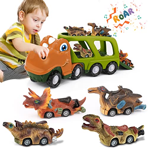 Toddler Toys Dinosaur Toy Cars: Kids Toys for 2 3 4 5 Year Old Boys | Dinosaur Toys for Kids 3-5 Carrier Truck Pull Back Car Baby Toys 18-24 Months Christmas Kids Gift for Toddler Toys Age 2-4 3-5