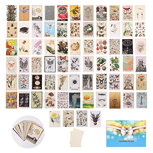 Wjiang Collage Wall Kit Photo Posters, Aesthetic Pictures 70 Set 4×6 inch,Cute Boho Room Decor Prints, Earthy Dorm Decor Cottagecore, Botanical Wall Art Sage Green Decorations for Teens Boys Girls