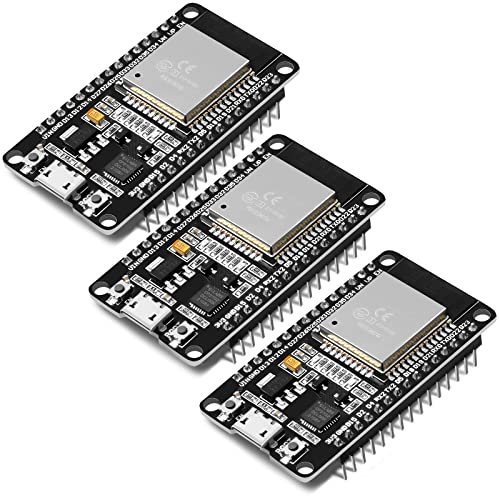 3 Pieces ESP WROOM 32 ESP32 Development Board 2.4GHz WiFi Dual Cores Microcontroller Integrated with Antenna RF Low Noise Amplifiers Filters