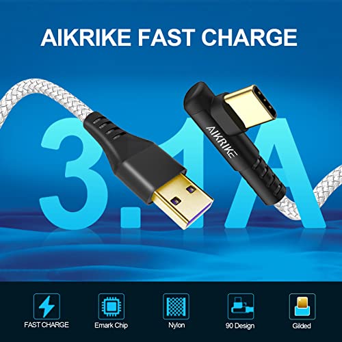 AIKRIKE USB C Cable [2-Pack, 6.6ft] 3.1A USB Type C Cable Fast Charging Right Angle, Durable Nylon Braided USB C Charging Cable Compatible with Note 10 9 8, LG, Galaxy S10 S9 S8, Type C Charger, Gold | The Storepaperoomates Retail Market - Fast Affordable Shopping