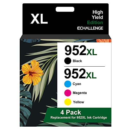 ECHALLENGE 952xl Ink Cartridges Combo Pack Remanufactured Replacement for 952 Ink Cartridges B/C/M/Y Compatible with OfficeJet Pro 8710 8720 7740 8715 8720 8725 8730 Printer (4 Pack)