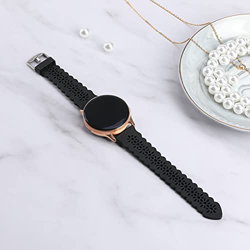 Lace Silicone Band 20mm Compatible for Samsung Galaxy Watch 4 40mm 44mm/Watch 3 41mm/Active 2 Watch Bands 40mm 44mm/Watch 4 Classic 42mm 46mm, Slim Bands Soft Smartwatch Strap for Women(Black) | The Storepaperoomates Retail Market - Fast Affordable Shopping