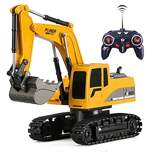 GearRoot Remote Control Excavator Construction Vehicle with Sound & Lights, Rechargeable RC Truck Excavator Toys for Boys Gift