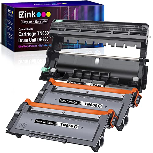 E-Z Ink (TM) Compatible Toner Cartridge & Drum Unit Replacement for Brother TN660 TN630 DR630 High Yield to use with HL-L2380DW HL-L2300D HL-L2340DW MFC-L2680W MFC-L2740DW Printer (Black, 3 Pack)