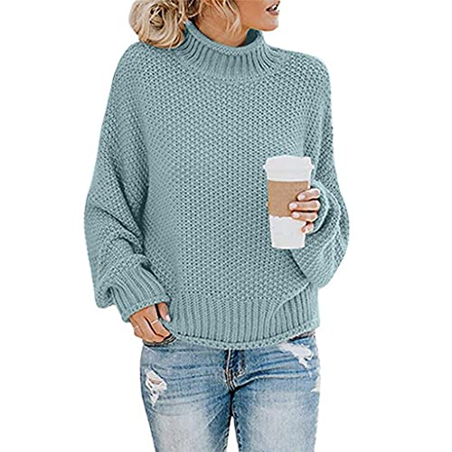 Womens Sweaters Pullover,Women’s Turtleneck Batwing Sleeve Loose Oversized Chunky Knitted Pullover Sweater Jumper Tops