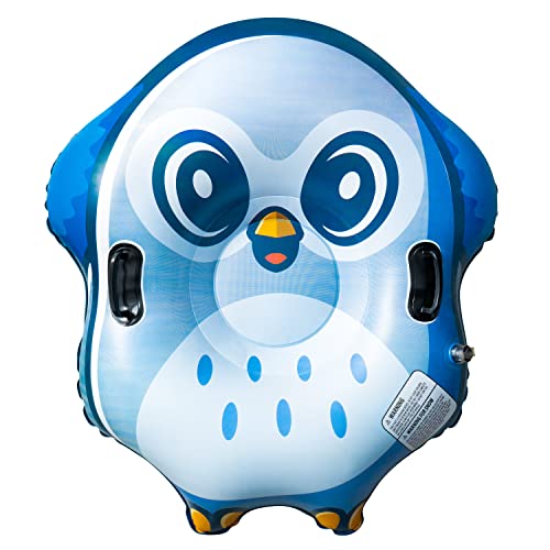 D2ucco Owl Snow Tube Kids Adults, 46 Inch Heavy Duty Inflatable Snow Tube Reinforced Handles Cartoon Pattern Snow Sleds Toys Winter Sledding and Family Activities Outdoor New Year Gift (D2-Snow Tube)