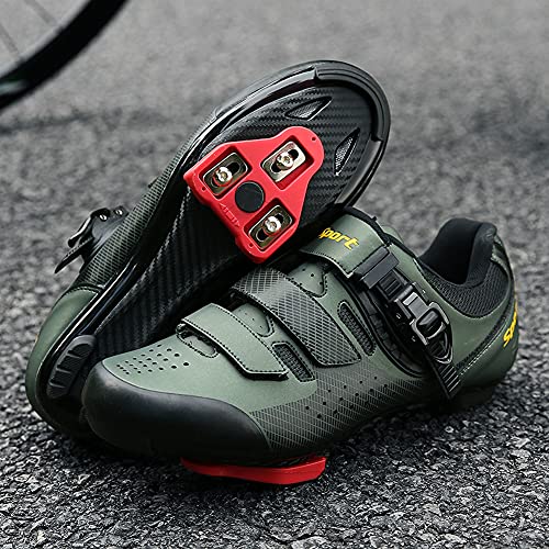 Mens Womens Road Bike Cycling Shoes Indoor Peloton Bike Riding Shoes with Cleats Clip Compatable SPD Delta Lock Pedal Green 280 | The Storepaperoomates Retail Market - Fast Affordable Shopping