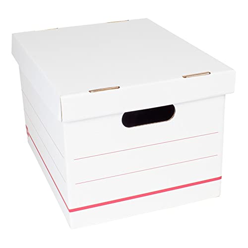 Office Depot® Brand Standard-Duty Corrugated Storage Boxes, Letter/Legal Size, 15″ x 12″ x 10″, 60% Recycled, White/Red,