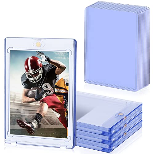 Card Protectors Magnetic Card Holder Plastic Card Sleeves Hard Plastic Trading Card Case Transparent Blue Cards Sleeves for Standard Cards Sports Cards Baseball Cards (14 Pieces)