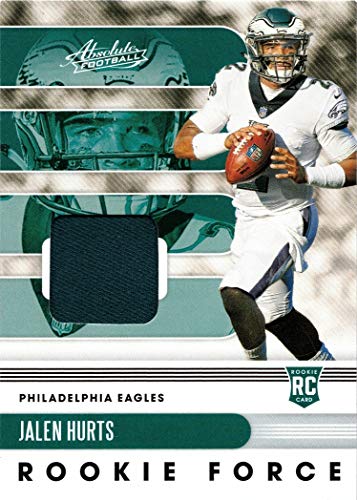 2020 Panini Absolute Rookie Force Relics Football #14 Jalen Hurts Player Worn Jersey Rookie Card