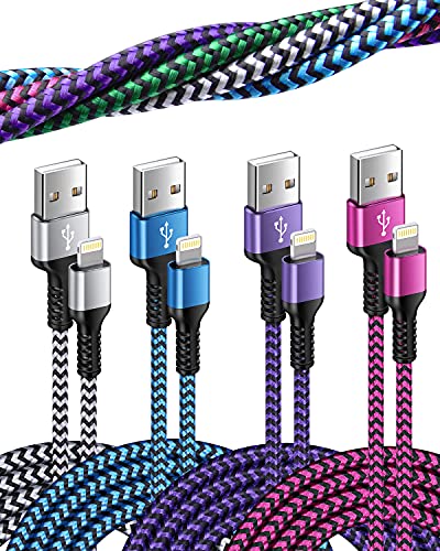 [3ft/4-Pack]iPhone Charger, Nylon Braided USB A to Lightning Cable, Apple Fast Charging Cords Compatible with iPhone 14/14 Pro Max/13/13 Pro/13 Mini/12/12 Mini/11/11 Pro/11 Pro Max/8 Plus/8/7 Plus/XR