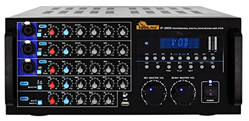 IDOlpro IP-3900 2600W Mixing Amplifier with Built-in Equalizer, Bluetooth, HDMI, Optical Input, Recording