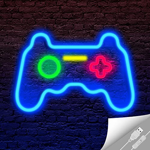 Neon sign LED game shaped Neon signs Neon light sign for Gaming Wall Decor with USB power switch gamer Gift for boys game Room Night light bedroon wall decoration 16”x11”