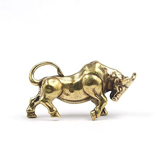 Brass Retro Bullfighting Figurines Keyring Hanging Jewelry Metal Copper Zodiac Animal Bull Car Key Chain Pendants Trinkets Decor