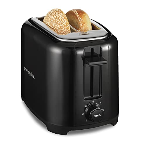 Proctor Silex 2-Slice Toaster with Extra Wide Slots for Bagels, Cool-Touch Walls, Shade Selector, Toast Boost, Auto Shut-off and Cancel Button, Black (22305)