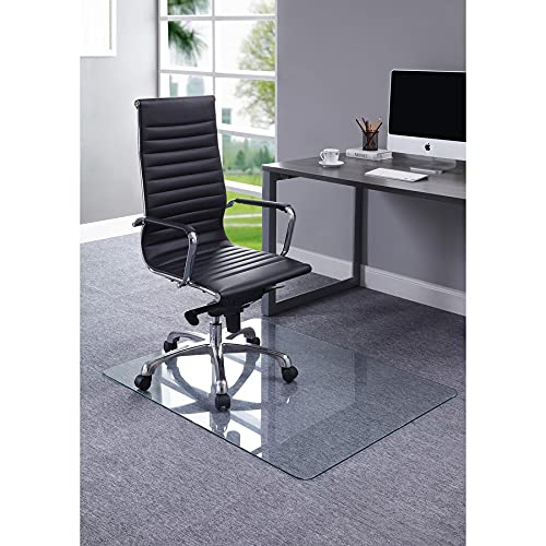 Premium Heavy Duty .25″ Thick Tempered Glass Chair Mat, 36″ x 46″ Life Time Guarantee, Thickest Office Chair Mat for Carpet & Hardwood Floors, Protect Your Home or Office Floors – 1 Each
