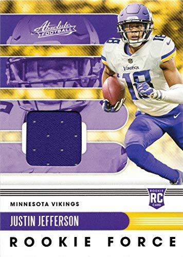 2020 Panini Absolute Rookie Force Relics Football #13 Justin Jefferson Player Worn Jersey Rookie Card
