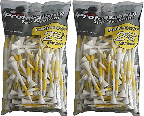 Pride Professional Tee System Golf Pro Length 2 3/4″ 100 t Wht/Yl (2-Pack)
